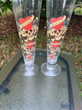 Ed Hardy Pilsner beer Glasses